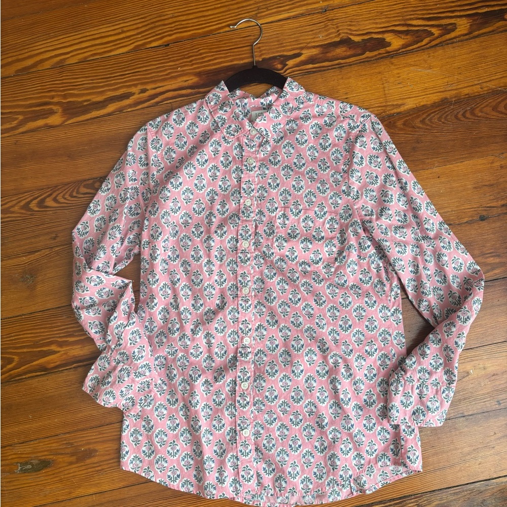 J. Crew Pink Block Print Shirt - Picture 2 of 6